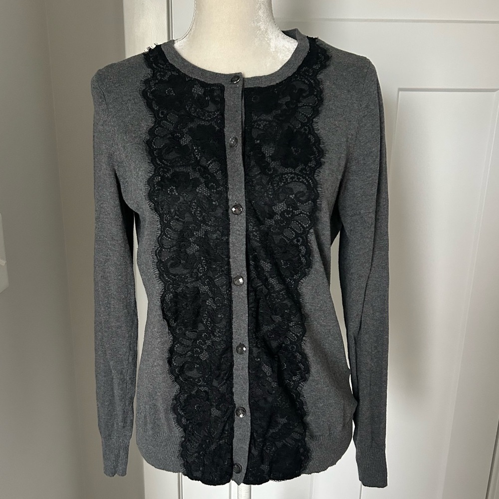 Dana Buchman Lace Overlay Cardigan